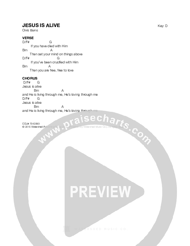 Jesus Is Alive Chord Chart (Chris Burns)