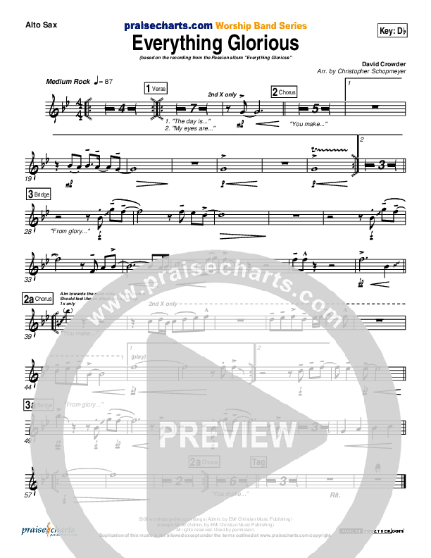 Everything Glorious Alto Sax (David Crowder / Passion)