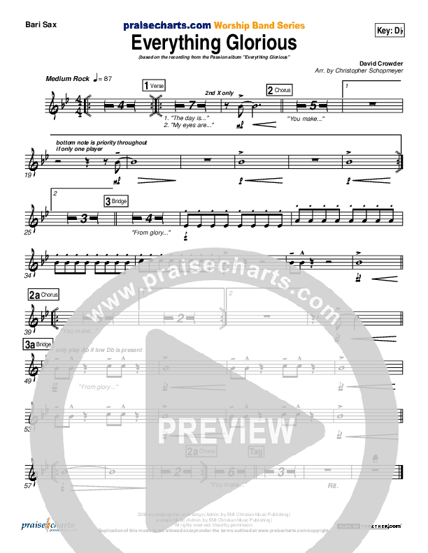 Everything Glorious Bari Sax (David Crowder / Passion)