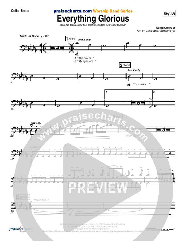 Everything Glorious Cello/Bass (David Crowder / Passion)