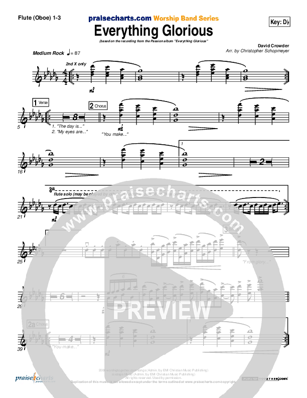 Everything Glorious Flute/Oboe 1/2/3 (David Crowder / Passion)