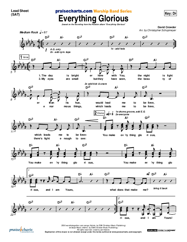 Everything Glorious Lead Sheet (SAT) (David Crowder / Passion)