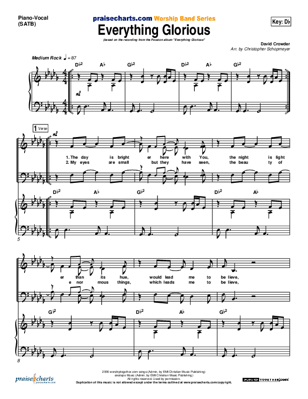 Everything Glorious Piano/Vocal (David Crowder / Passion)