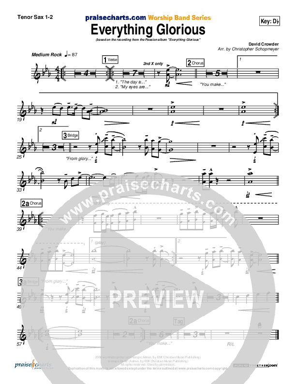 Everything Glorious Tenor Sax 1/2 (David Crowder / Passion)