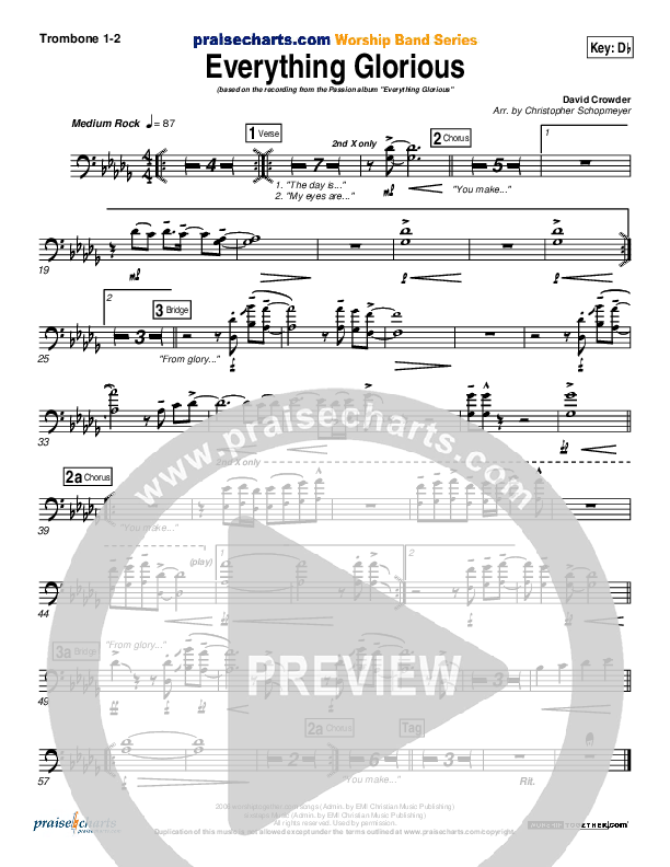 Everything Glorious Trombone 1/2 (David Crowder / Passion)