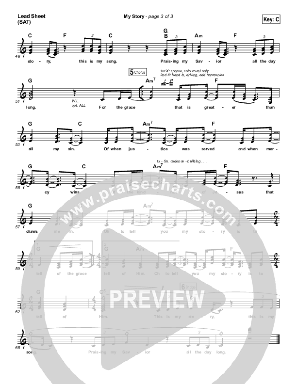 My Story Lead Sheet (SAT) (Big Daddy Weave)