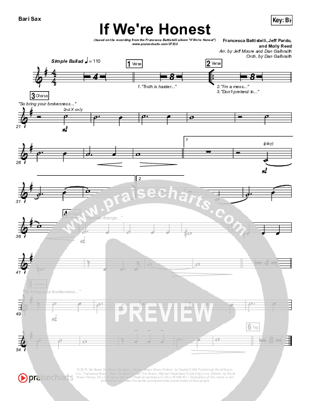 If We're Honest Bari Sax (Francesca Battistelli)