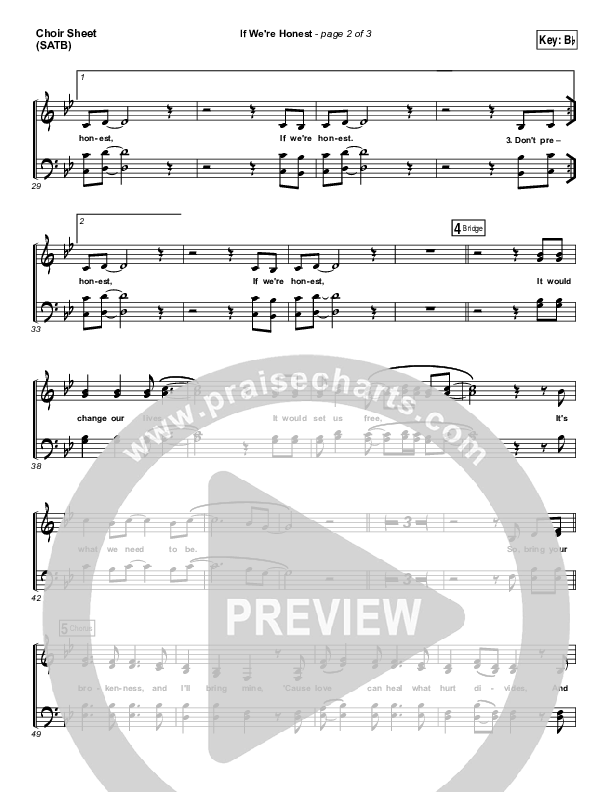 If We're Honest Choir Sheet (SATB) (Francesca Battistelli)