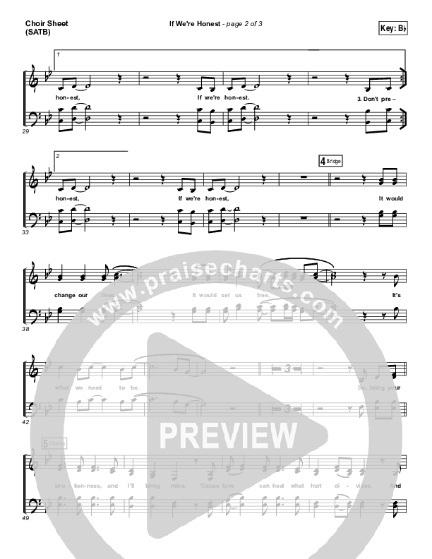 If We're Honest Choir Vocals (SATB) (Francesca Battistelli)