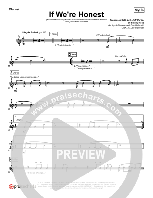 If We're Honest Wind Pack (Francesca Battistelli)