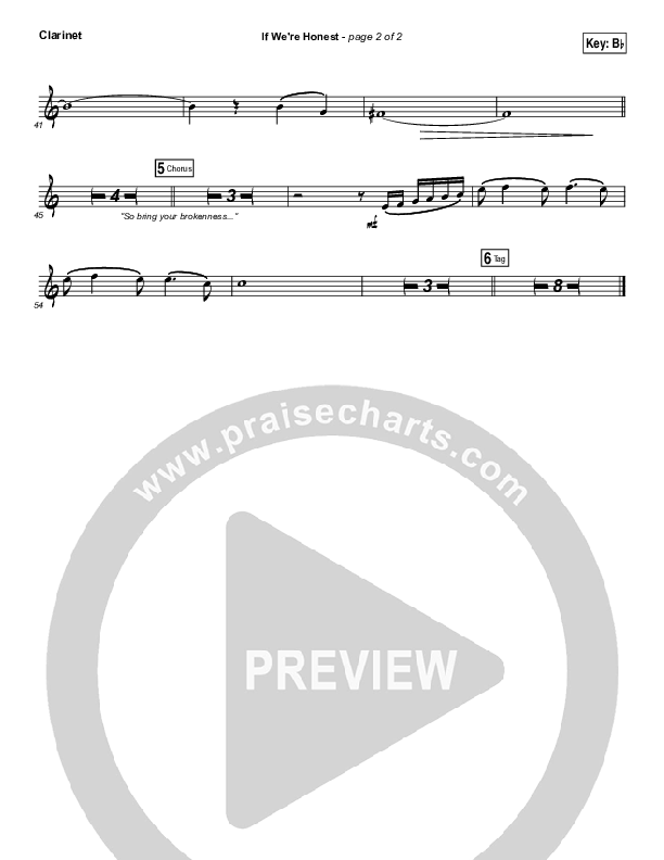 If We're Honest Clarinet (Francesca Battistelli)