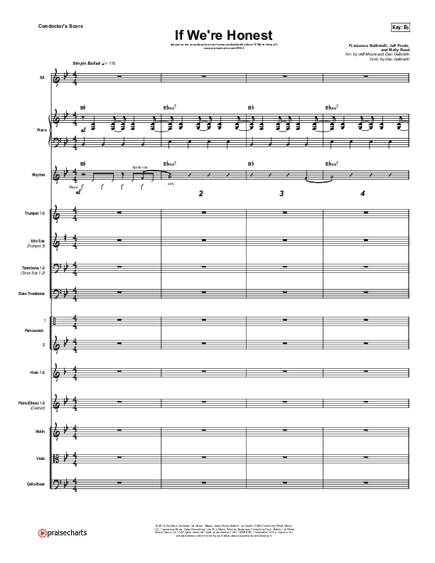 If We're Honest Conductor's Score (Francesca Battistelli)
