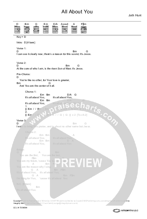 All About You Chord Chart (Planetshakers)