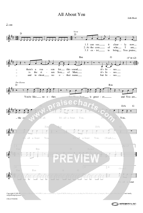 All About You Lead Sheet (Planetshakers)