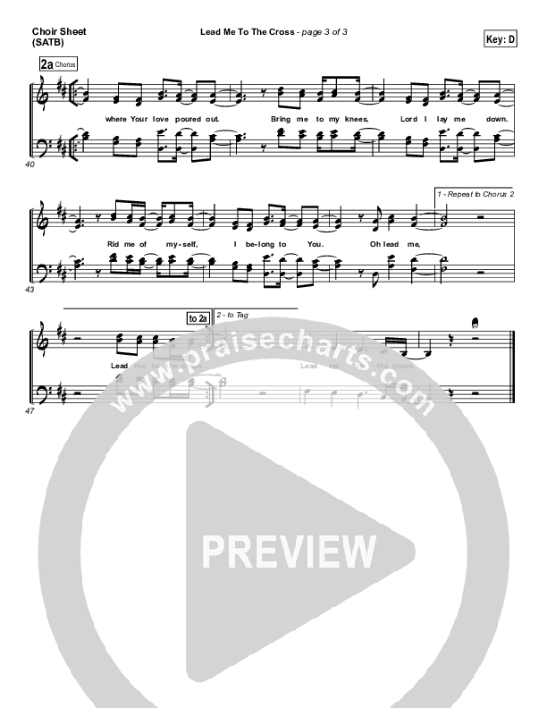 Lead Me To The Cross Choir Sheet (SATB) (Hillsong UNITED)