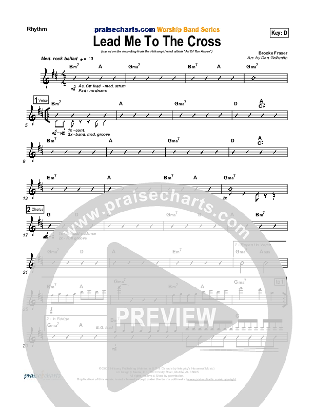 Lead Me To The Cross Rhythm Chart (Hillsong UNITED)