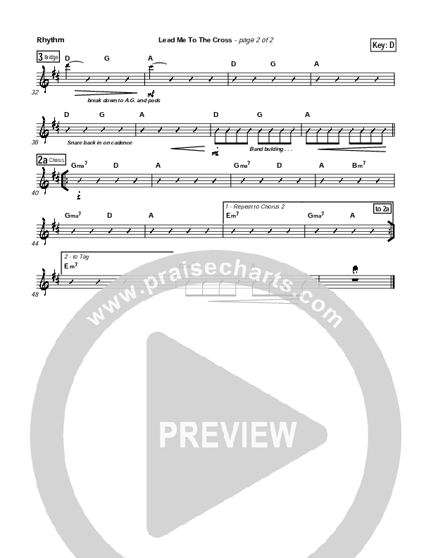 Lead Me To The Cross Rhythm Chart (Hillsong UNITED)