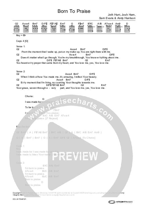 Born To Praise Chords & Lyrics (Planetshakers)