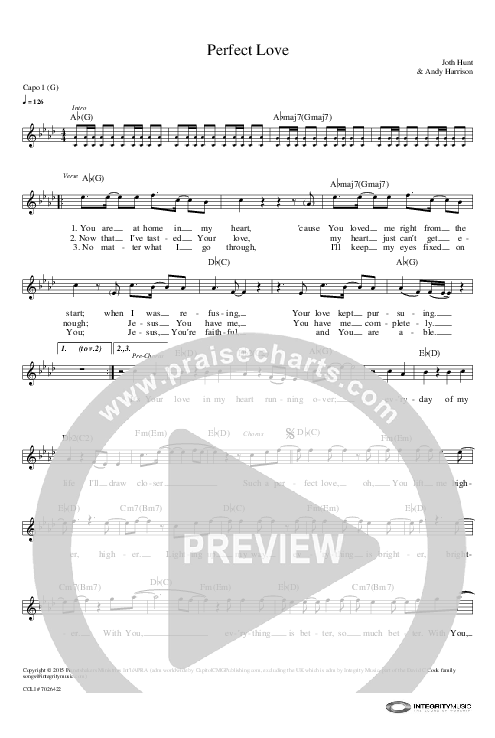 Perfect Love Lead Sheet (Planetshakers)