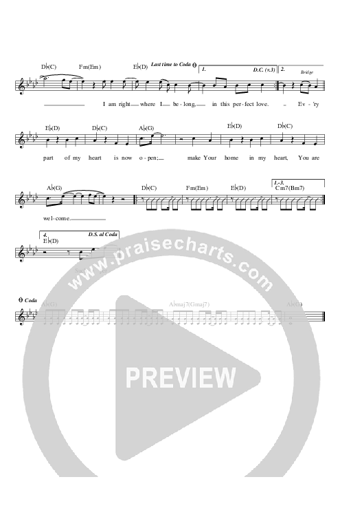 Perfect Love Lead Sheet (Planetshakers)