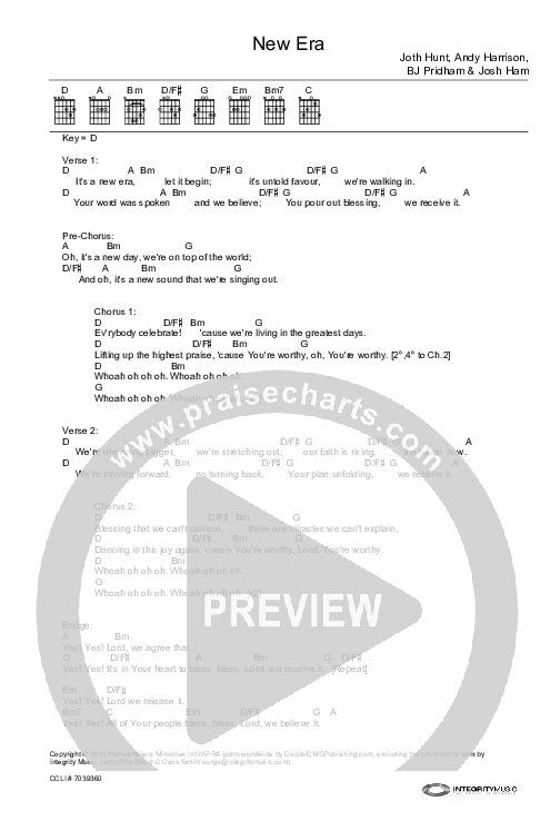 New Era Chord Chart (Planetshakers)