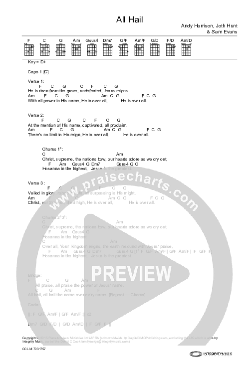 All Hail Chord Chart (Planetshakers)