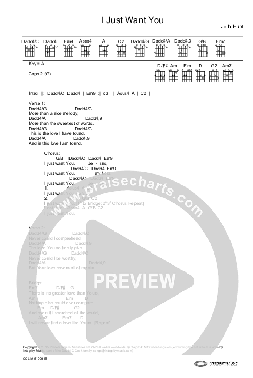 I Just Want You Chords & Lyrics (Planetshakers)