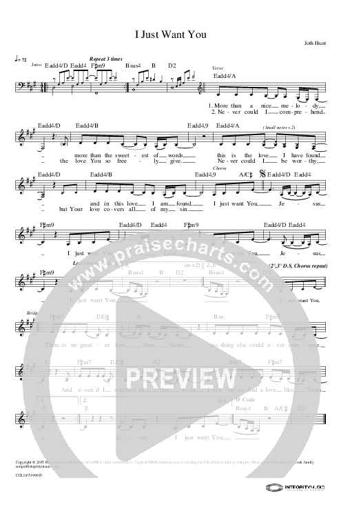 I Just Want You Lead Sheet (Planetshakers)