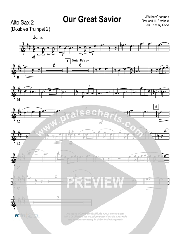 Our Great Savior (Instrumental) Alto Sax 1/2 (Good Jazz Series)