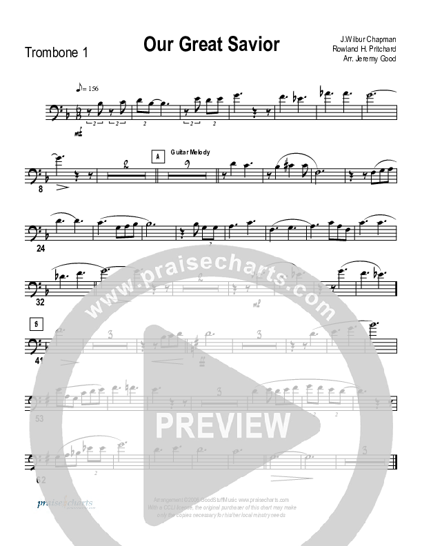 Our Great Savior (Instrumental) Trombone 1 (Good Jazz Series)