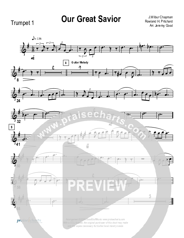 Our Great Savior (Instrumental) Trumpet 1 (Good Jazz Series)
