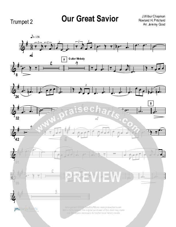 Our Great Savior (Instrumental) Trumpet 2 (Good Jazz Series)