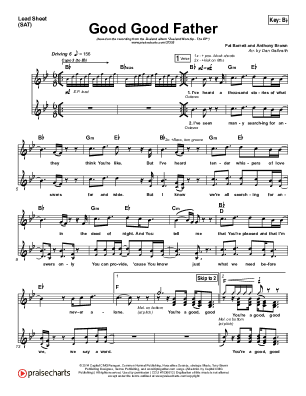 Good Good Father Lead Sheet (SAT) (Zealand)