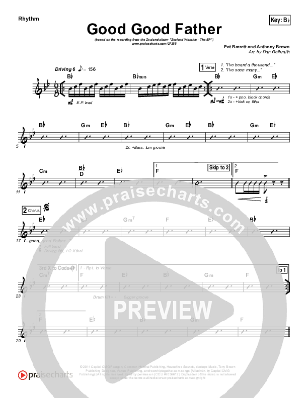 Good Good Father Rhythm Chart (Zealand)