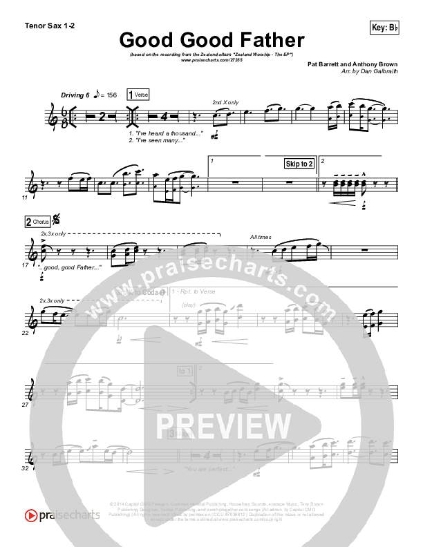 Good Good Father Tenor Sax 1/2 (Zealand)