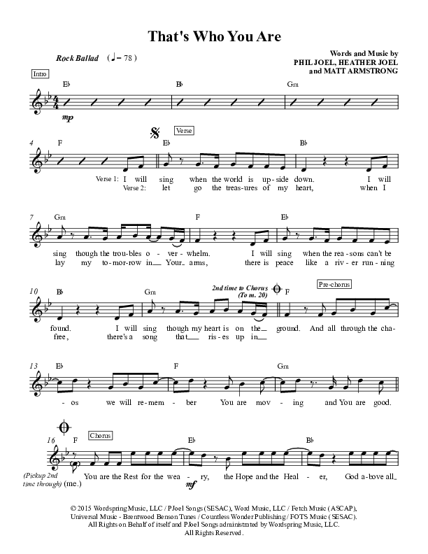 That's Who You Are Lead Sheet (Zealand)