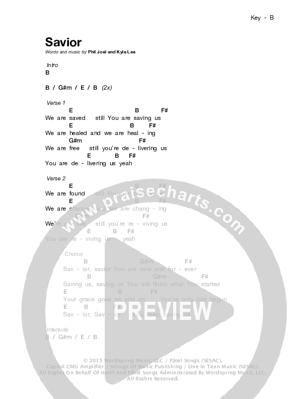 Savior Chords & Lyrics (Zealand)