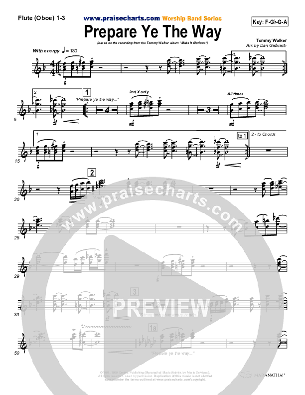 Prepare Ye The Way Flute/Oboe 1/2/3 (Tommy Walker)