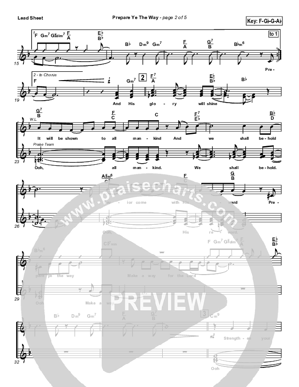 Prepare Ye The Way Lead Sheet (SAT) (Tommy Walker)