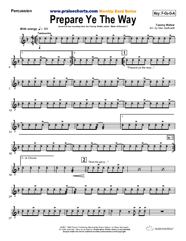 Prepare Ye The Way Percussion (Tommy Walker)