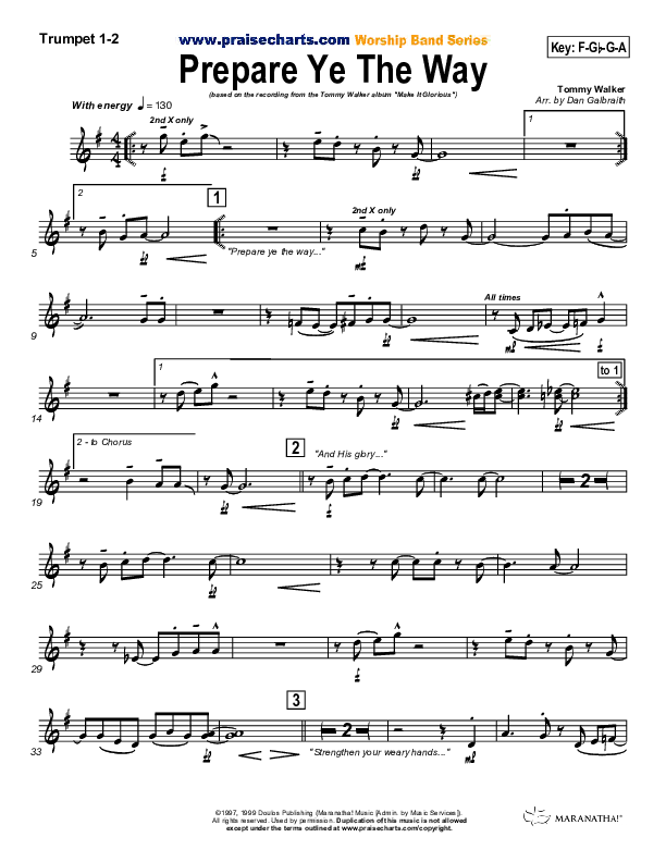 Prepare Ye The Way Trumpet 1,2 (Tommy Walker)