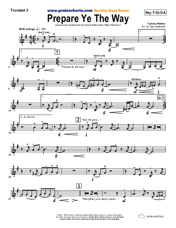 Prepare Ye The Way Trumpet 3 (Tommy Walker)