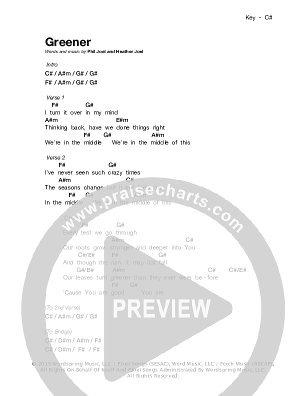 Greener Chords & Lyrics (Zealand)