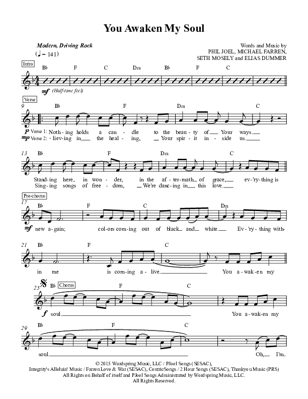 You Awaken My Soul Lead Sheet (Zealand)
