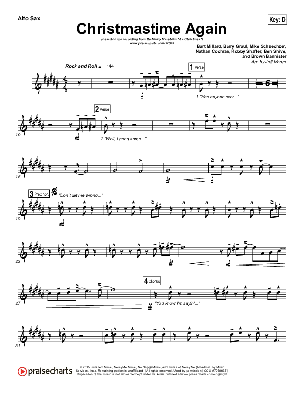 Christmastime Again Alto Sax (MercyMe)