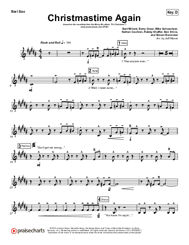 Christmastime Again Bari Sax (MercyMe)