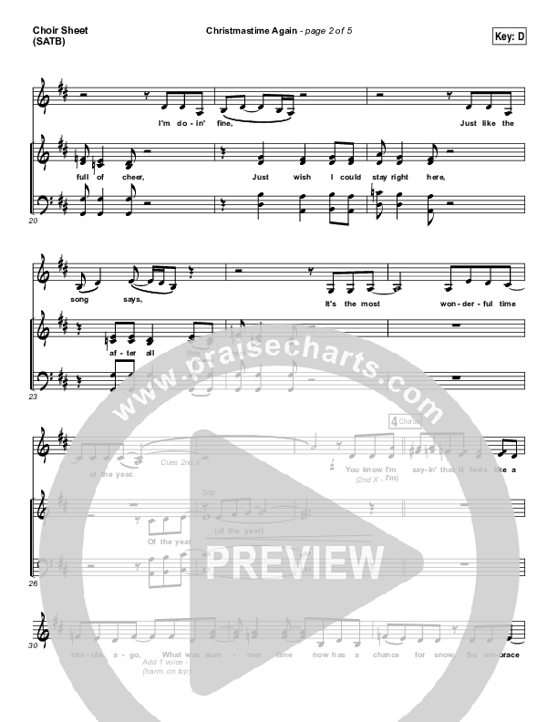 Christmastime Again Choir Sheet (SATB) (MercyMe)