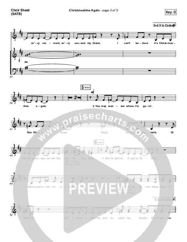Christmastime Again Choir Sheet (SATB) (MercyMe)