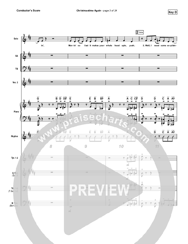 Christmastime Again Conductor's Score (MercyMe)