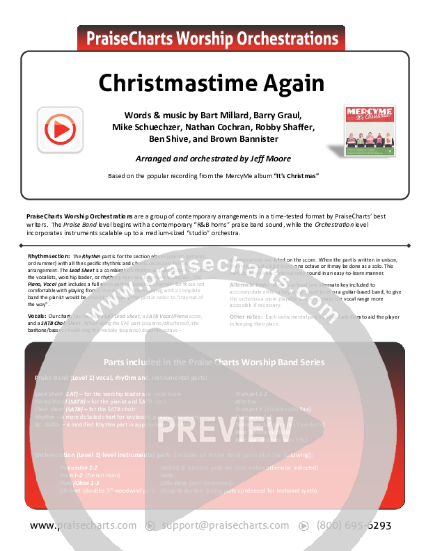 Christmastime Again Cover Sheet (MercyMe)